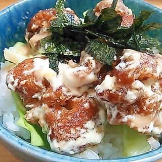 揚げない唐揚げ粉deからあげマヨぽん酢丼